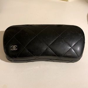 Chanel quilted sunglasses case with silver cc logo